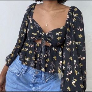 UO Violet Cutout Peplum Top